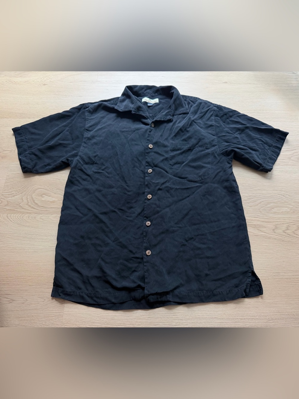 Tommy Bahama Shirt Mens Size S Black Silk Short Sleeve Button Up Camp